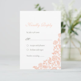 Tarjeta De Confirmación De Asistencia Boda de encaje de Rosa floral Vintage Peach