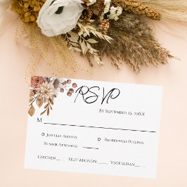 Tarjeta De Confirmación De Asistencia Boda de Entrante Floral Boho Terracota Marrón
