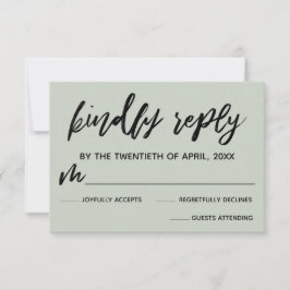 Tarjeta De Confirmación De Asistencia Boda de escritura a mano de Sage Green