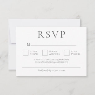 Tarjeta De Confirmación De Asistencia Boda de escritura gris minimalista