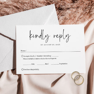 Tarjeta De Confirmación De Asistencia Boda de escritura manuscrita Minimalista moderna