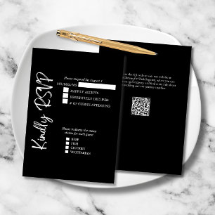 Tarjeta De Confirmación De Asistencia Boda de escritura negrita elegante de color blanco