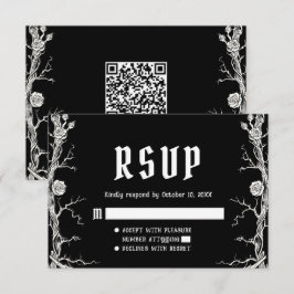Tarjeta De Confirmación De Asistencia Boda de esqueletos góticos de Halloween en blanco 