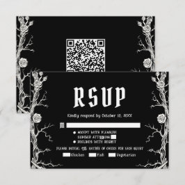 Tarjeta De Confirmación De Asistencia Boda de esqueletos góticos de Halloween en blanco 