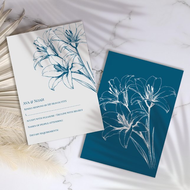 Tarjeta De Confirmación De Asistencia Boda de esquema de Lily Azul (Subido por el creador)