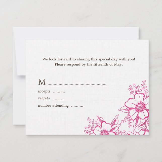 Tarjeta De Confirmación De Asistencia Boda de estilo de la prensa rosa (Anverso)