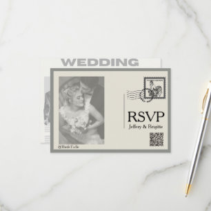 Tarjeta De Confirmación De Asistencia Boda de estilo periodístico moderno