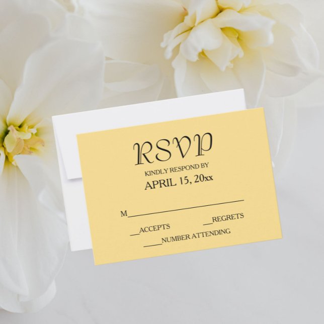Tarjeta De Confirmación De Asistencia Boda de estilo sencillo amarillo con mantequilla (In Situ Wedding)
