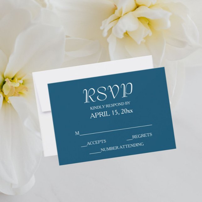 Tarjeta De Confirmación De Asistencia Boda de estilo sencillo azul verde azulado (In Situ Wedding)