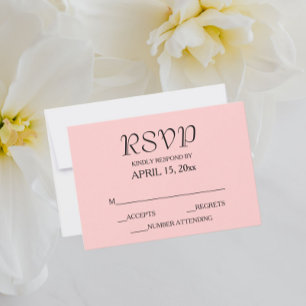 Tarjeta De Confirmación De Asistencia Boda de estilo sencillo rosa Rubor