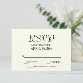 Tarjeta De Confirmación De Asistencia Boda de estilo simple color marfil