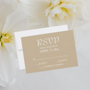 Tarjeta De Confirmación De Asistencia Boda de estilo simple de Khaki