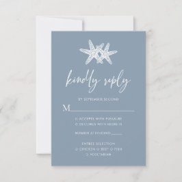 Tarjeta De Confirmación De Asistencia Boda de estrella de mar moderna azul polvoriento d