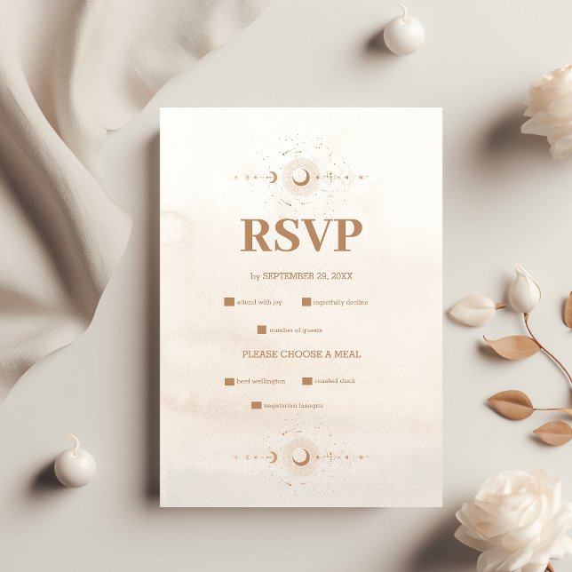 Tarjeta De Confirmación De Asistencia Boda de estrellas celestes de oro místico (Subido por el creador)