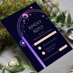 Tarjeta De Confirmación De Asistencia Boda de estrellas de luna azul de la marina celest