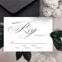 Tarjeta De Confirmación De Asistencia Boda de etiqueta formal elegante caligrafía negra