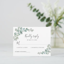 Tarjeta De Confirmación De Asistencia Boda de eucalipto verde acuarela rústica