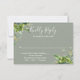 Tarjeta De Confirmación De Asistencia Boda de eucalipto verde botánico Sage Green