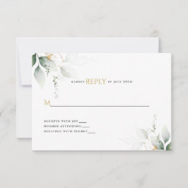 Tarjeta De Confirmación De Asistencia Boda de eucalipto verde y dorado