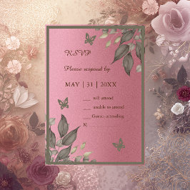 Tarjeta De Confirmación De Asistencia Boda de Eucaliptus Floral de Glam Rosa