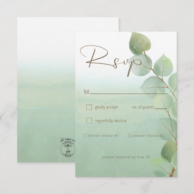 Tarjeta De Confirmación De Asistencia Boda de Eucalyptus (Anverso / Reverso)