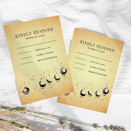 Tarjeta De Confirmación De Asistencia Boda de Fases de la Luna Crescente Celestial Vinta