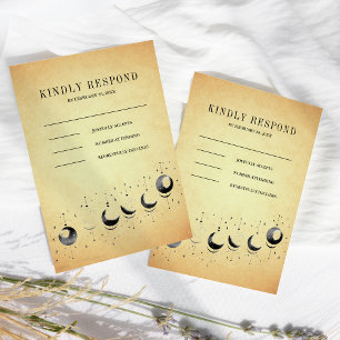 Tarjeta De Confirmación De Asistencia Boda de Fases de la Luna Crescente Celestial Vinta