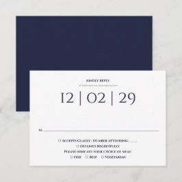 Tarjeta De Confirmación De Asistencia Boda de fecha especial simple azul marino