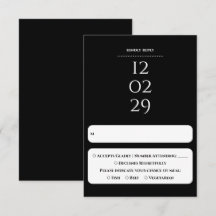 Boda de fecha especial simple en blanco y negro