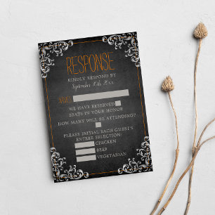 Tarjeta De Confirmación De Asistencia Boda de feriado Naranja de Halloween con sabor gót