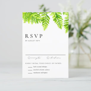 Tarjeta De Confirmación De Asistencia Boda de Fern verde de color de agua