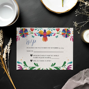 Tarjeta De Confirmación De Asistencia Boda de Fiesta Floral Colorida de Arte Popular Mex