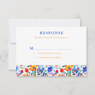 Tarjeta De Confirmación De Asistencia Boda de Fiesta Floral Folclórica Negrita