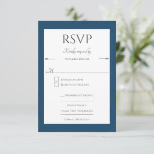 Tarjeta De Confirmación De Asistencia Boda de flechas minimalistas   Azul de Marsella