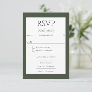 Tarjeta De Confirmación De Asistencia Boda de flechas minimalistas   Verde oliva