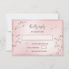 Tarjeta De Confirmación De Asistencia Boda de Flor de Cerezo Rosa Claro