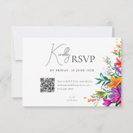Tarjeta De Confirmación De Asistencia Boda de flor de verano floral de color negrita