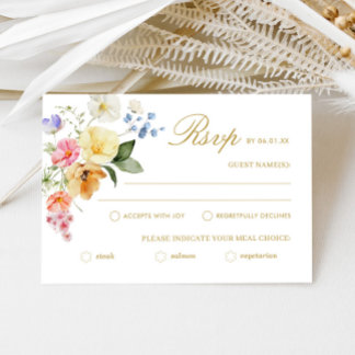 Tarjeta De Confirmación De Asistencia Boda de Flor Silvestre Boda de Floral Colorida