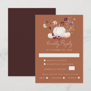 Tarjeta De Confirmación De Asistencia Boda de Flor Silvestre Romantic Fall Terracotta
