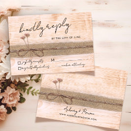 Tarjeta De Confirmación De Asistencia Boda de Flor Silvestre Rustic Boho Eco Wood Rubor