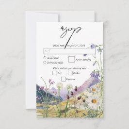 Tarjeta De Confirmación De Asistencia Boda de Flor Silvestre Rustic Watercolor