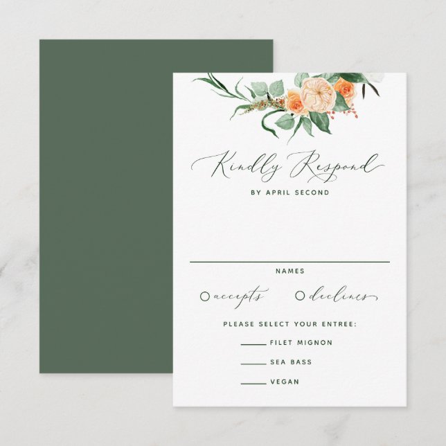 Tarjeta De Confirmación De Asistencia Boda de Floral Boho Neutral Greenery (Anverso / Reverso)