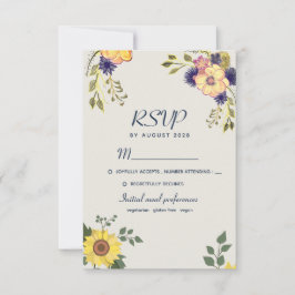 Tarjeta De Confirmación De Asistencia Boda de Flores Acuarela Boho Rústico