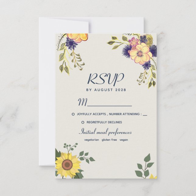 Tarjeta De Confirmación De Asistencia Boda de Flores Acuarela Boho Rústico (Anverso)