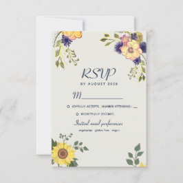 Tarjeta De Confirmación De Asistencia Boda de Flores Acuarela Boho Rústico