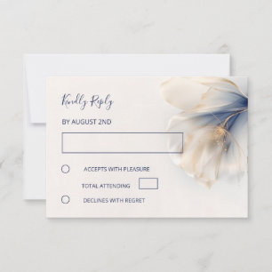 Tarjeta De Confirmación De Asistencia Boda de flores ahumadas azules doradas