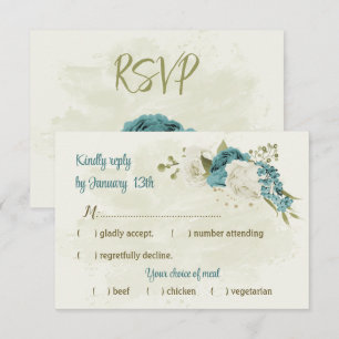 Tarjeta De Confirmación De Asistencia boda de flores azules blancas