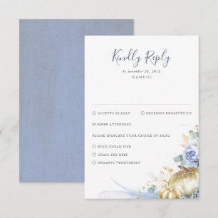 Tarjeta De Confirmación De Asistencia Boda de flores azules y calabazas