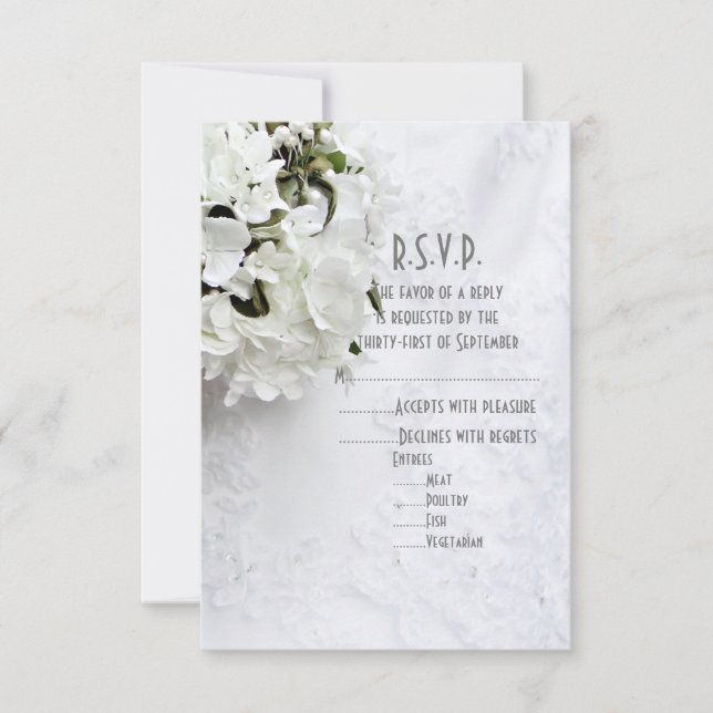 Tarjeta De Confirmación De Asistencia Boda de flores blancas R.S.V.P (Anverso)
