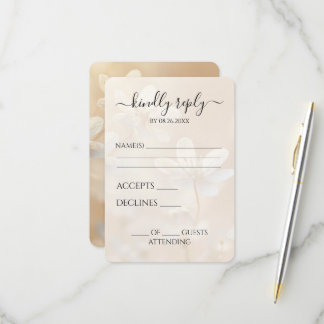 Tarjeta De Confirmación De Asistencia Boda de flores blancas sepia personalizadas